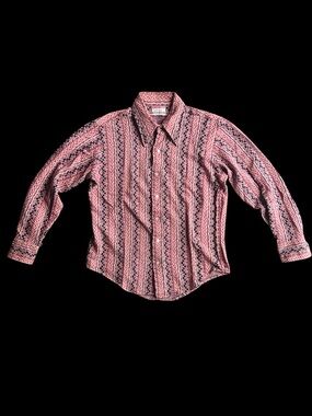 Vintage 1970’s Puccini di Roma Tailored Knit Button Down Shirt Cotton Poly Blend